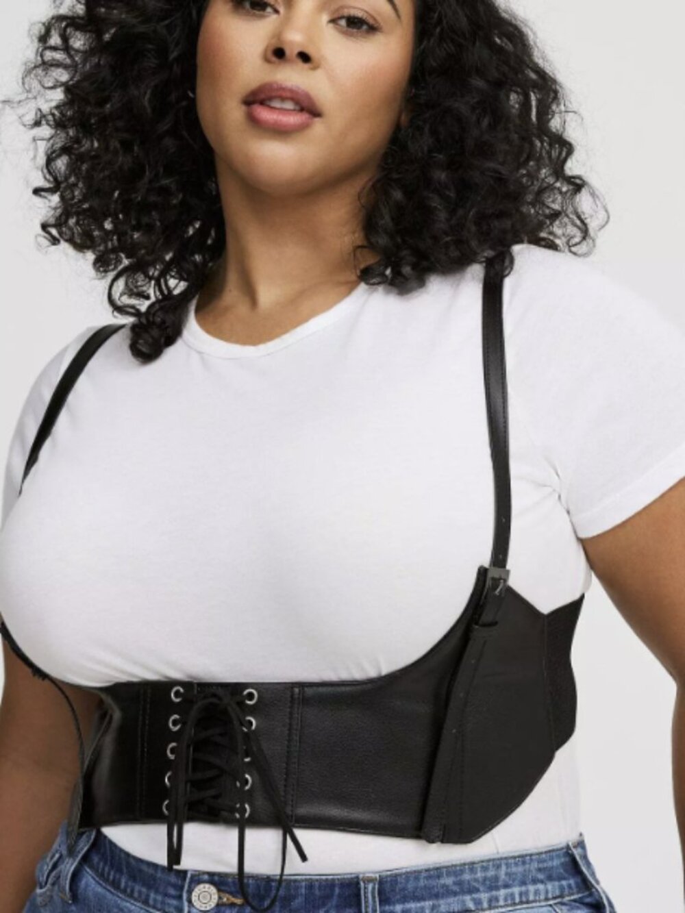 Torrid Nightfall Black Harness Waist Corset Belt Lace Up Faux Leather Size 5 - Picture 2 of 3